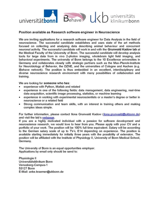 Research software engineer in Neuroscience